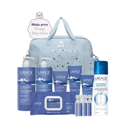 Uriage bebe Moja prva torba 500ml + 500ml + 200ml + 40ml + 100ml + 70 komada + 150ml + 5x5ml