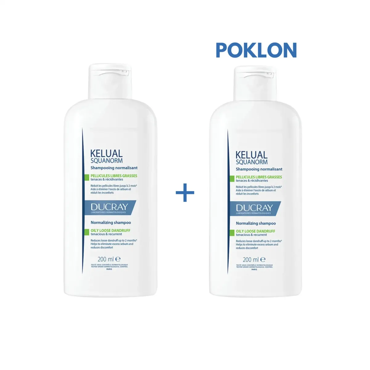 DUCRAY SQUANORM Šampon protiv masne peruti 200ml 1+1 GRATIS