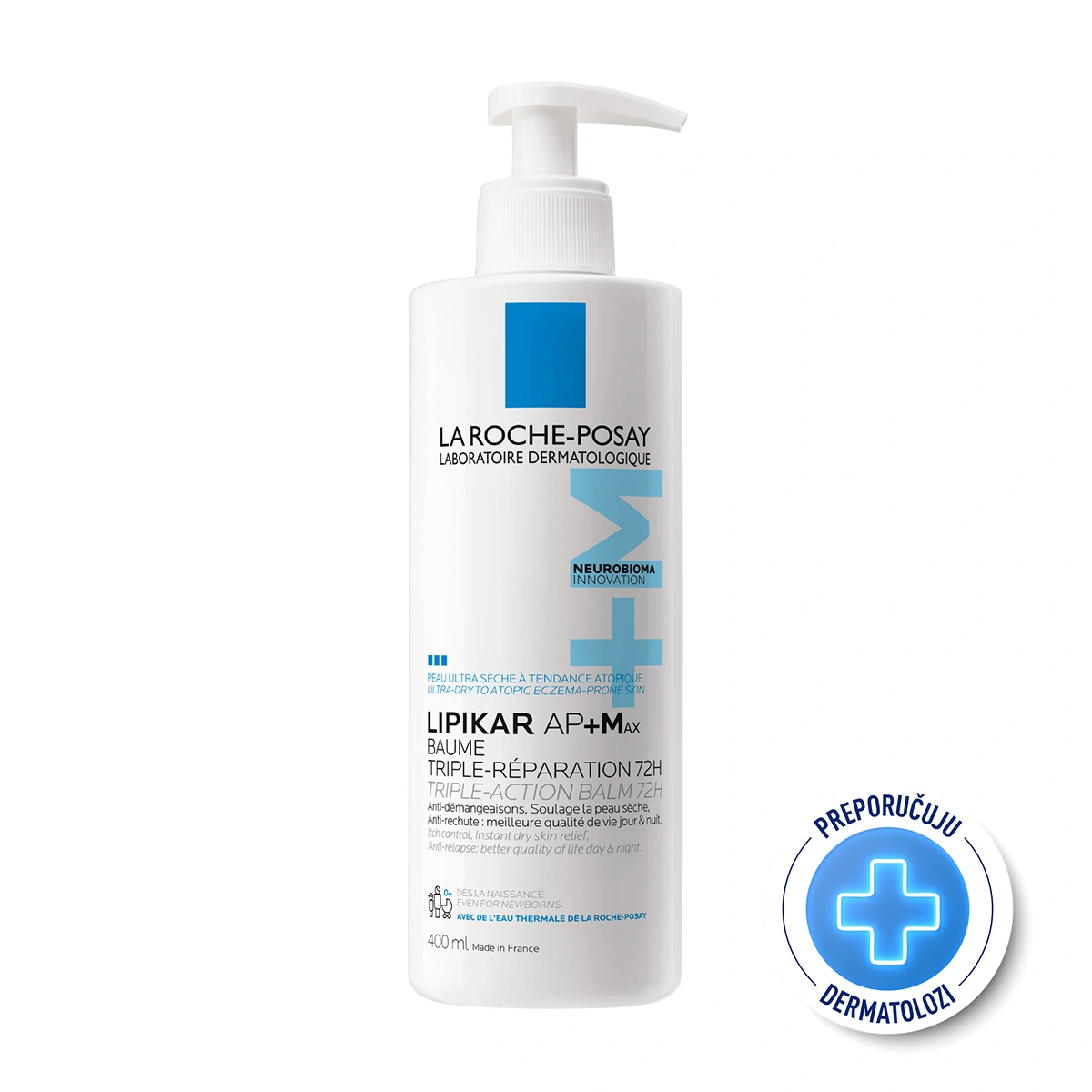 LA ROCHE POSAY LIPIKAR BAUME AP+MAX Balzam sa trostrukim dejstvom za ultrasuhu kožu sklonu atopijskom ekcemu, 400ml
