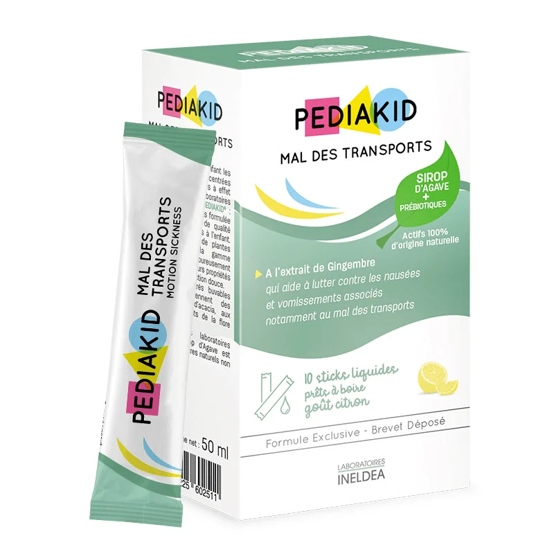 PEDIAKID Kesice za otklanjanje mučnine pri putovanju s ukusom limuna 10×5 ml