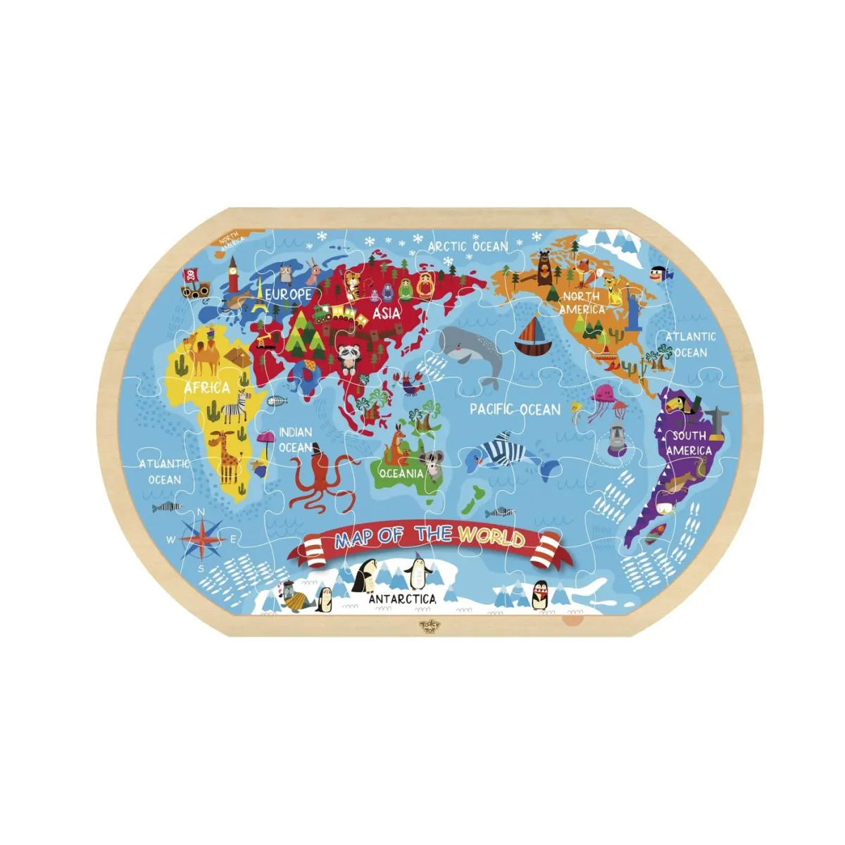 Igračka Tooky Toy Drvena Mapa Svijeta 318954