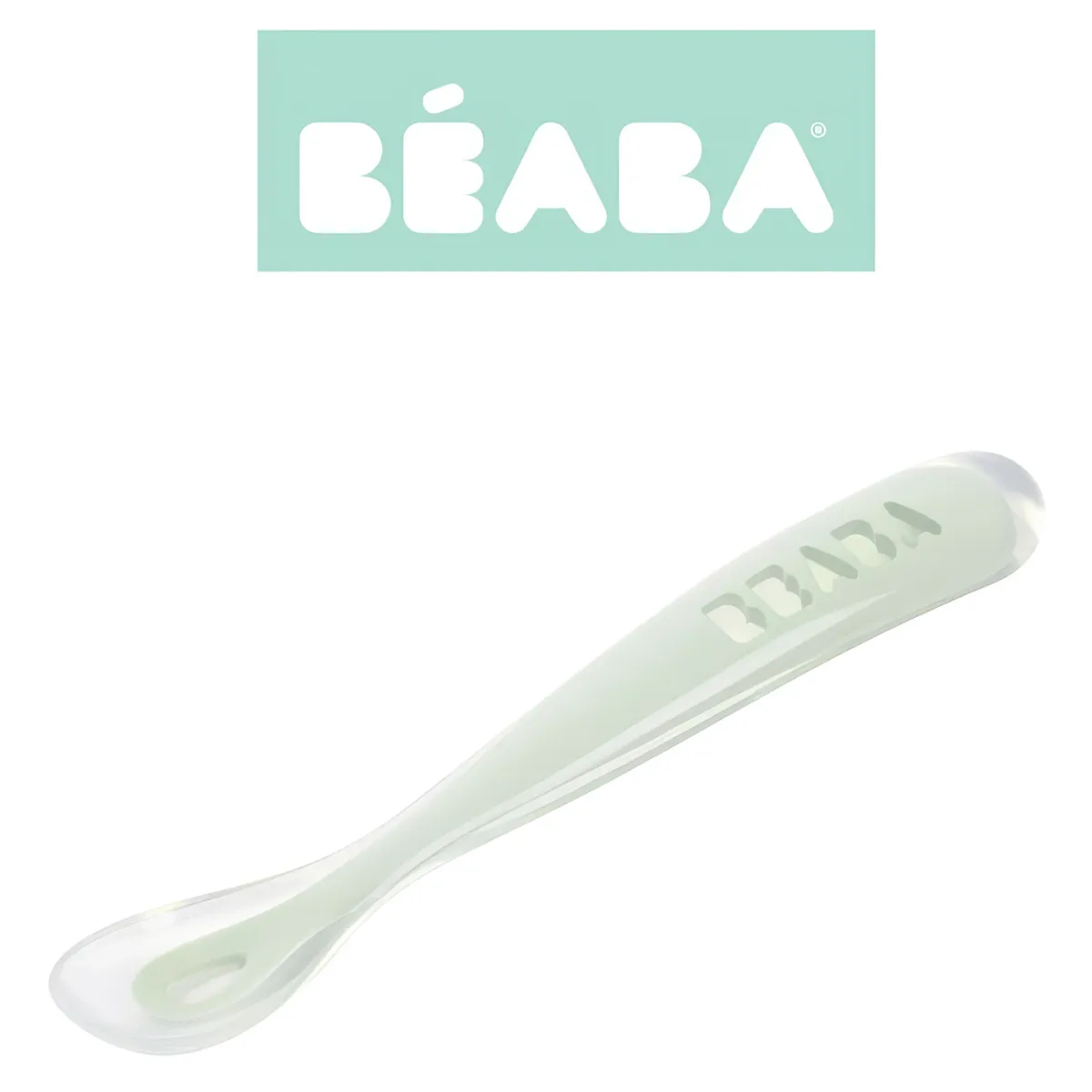 Žličica Béaba Ergonomska silikonska 1st Misty Green 913618