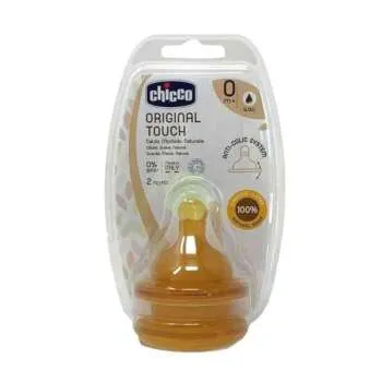 CHICCO DUDA ZA BOCU ORIGINAL TOUCH 0M+, SPORI PROTOK, 2PCS KAUCUK