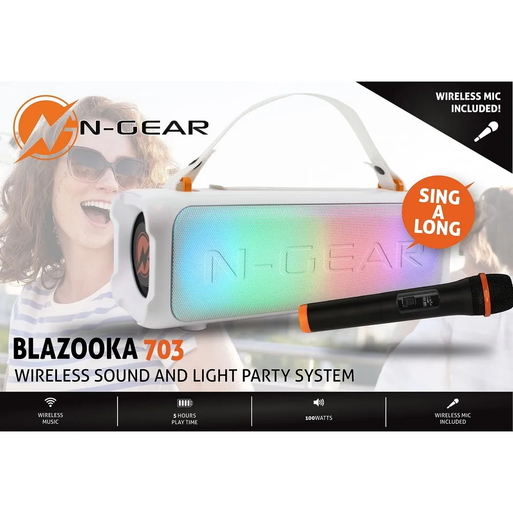 N-GEAR BLAZOOKA ZVUCNIK I MIKROFON 703 BIJELI