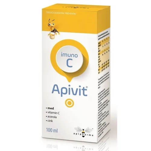 APIPHARMA Apivit Imuno C 100ml, Tekući dodatak prehrani s medom, acerolom, vitaminom C i cinkom