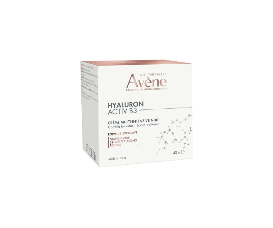 AVENE Hyaluron Activ B3 Multi intenzivna noćna krema 40ml, Koža je čvršća, bore su smanjene.