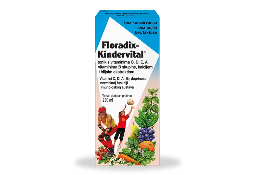 FLORADIX-KINDERVITAL ZA DJECU a 250ml, Dodatak prehrani bogat kalcijumom i vitaminima