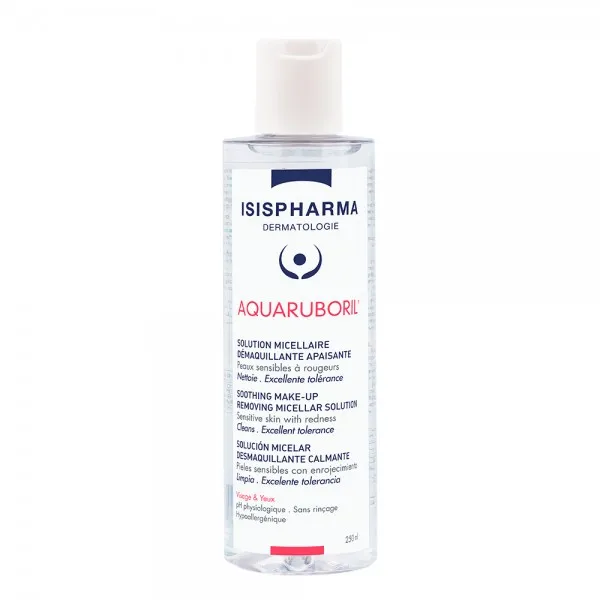 ISISPHARMA Ruboril Aquaruboril losion 250ml, Micelarni rastvor za skidanje šminke za osetljivu kožu sa crvenilom