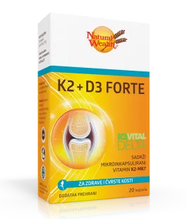 NATURAL WEALTH K2 + D3 FORTE 20 kapsula, Za zdrave i čvrste kosti