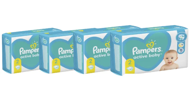 PAMPERS ACTIVE BABY MINI (2) 4 PAKETA=172 PELENE