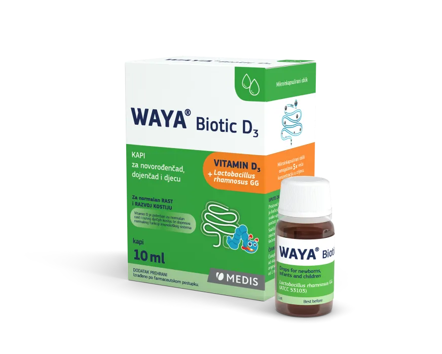 PRO BIOS WAYA® D3 kapi a 10ml, Dodatak prehrani za uravnoteženu crijevnu mikrofloru s vitaminom D