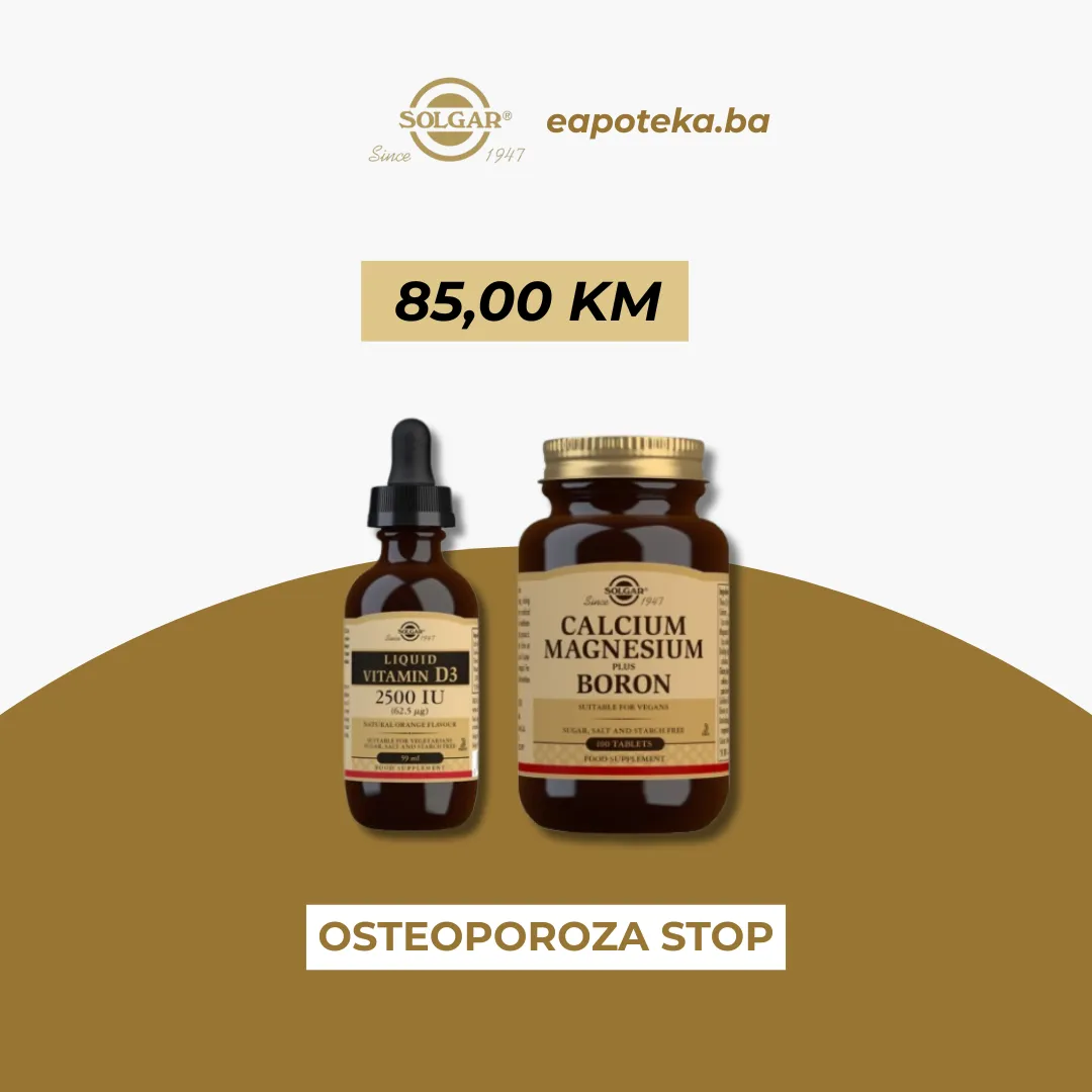SOLGAR PAKET Ca Mg Bor + Tekući vitamin D3