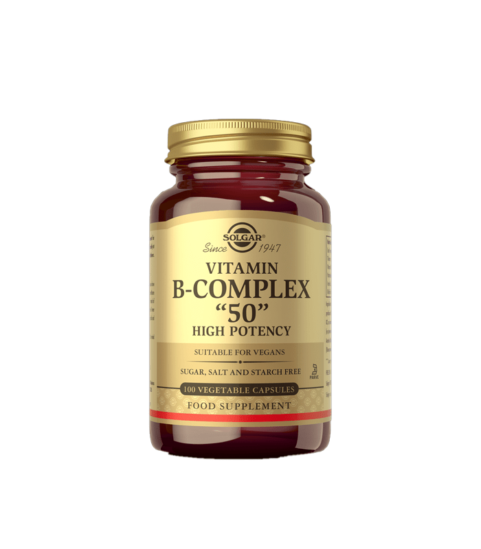 SOLGAR VITAMIN B-COMPLEX “50” a100, Visoko je koncentrirani kompleks vitamina B koji pomažu funkciju živčanog sustava, psihološku funkciju te pridonose smanjenju umora i iscrpljenosti.