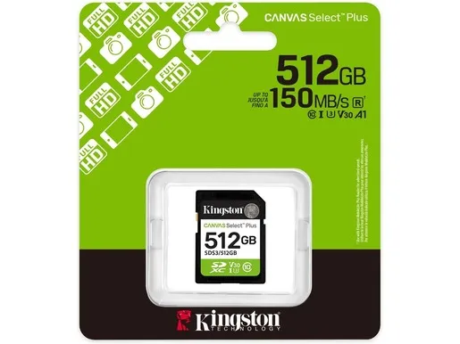 Kingston SDHC 512GB Class 10 Canvas Select Plus 150 MBs,Class 10 UHS-I