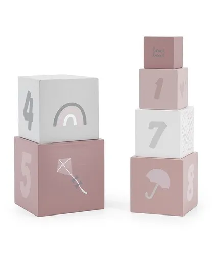 Label Label Drvene kocke za slaganje piramide sa brojevima – Pink / LLWT-25309