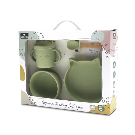 LORELLI silikonski set za hranjenje 4 kom sa vakumskim dnom Green Fresh