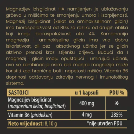 Magnezij Bisglicinat, 30 kapsula