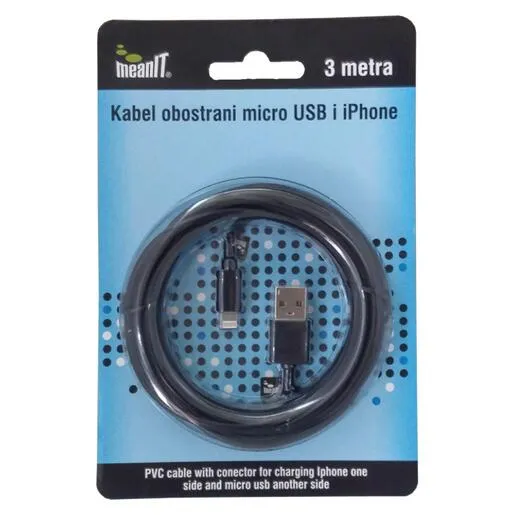 Meanit USB kabel sa micro USB i iPhone priključkom - KABEL MICROUSB / iPHONE