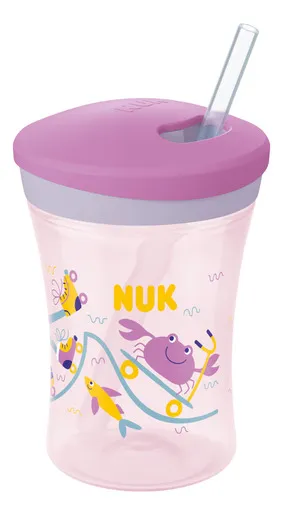 NUK Evolution Action Cup čaša sa slamkom, 230 ml, 12+ mj., lila