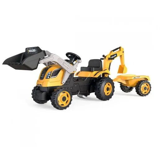 Smoby Builder Max dječiji traktor na pedale s bagerom i prikolicom