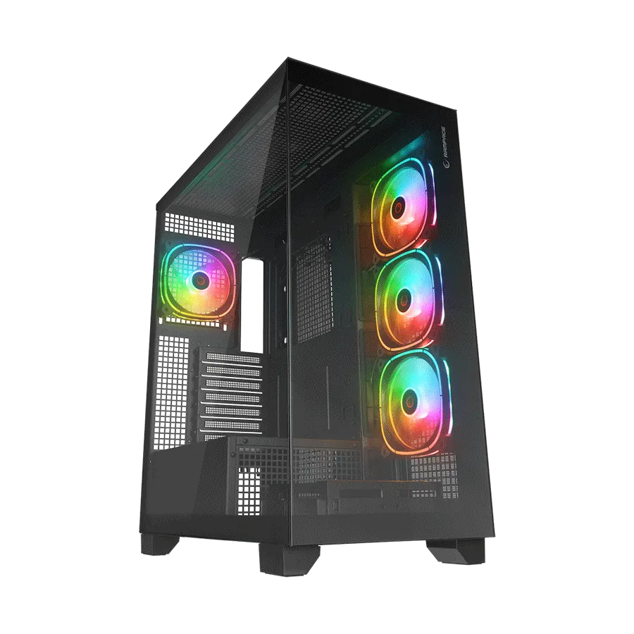 Kućište gaming RAMPAGE HYDRA V1 BLACK Type-C+USB3.0+USB2.0 4*ARGB Fan+Hub E-ATX Exclusive Gaming, 39922