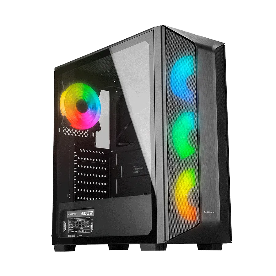 Kućište gaming RAMPAGE HYDRA V2 BLACK Tempered Glass Type-C+USB3.0 4*ARGB Infinity Fan+Hub E-ATX Exclusive Gaming, 39989