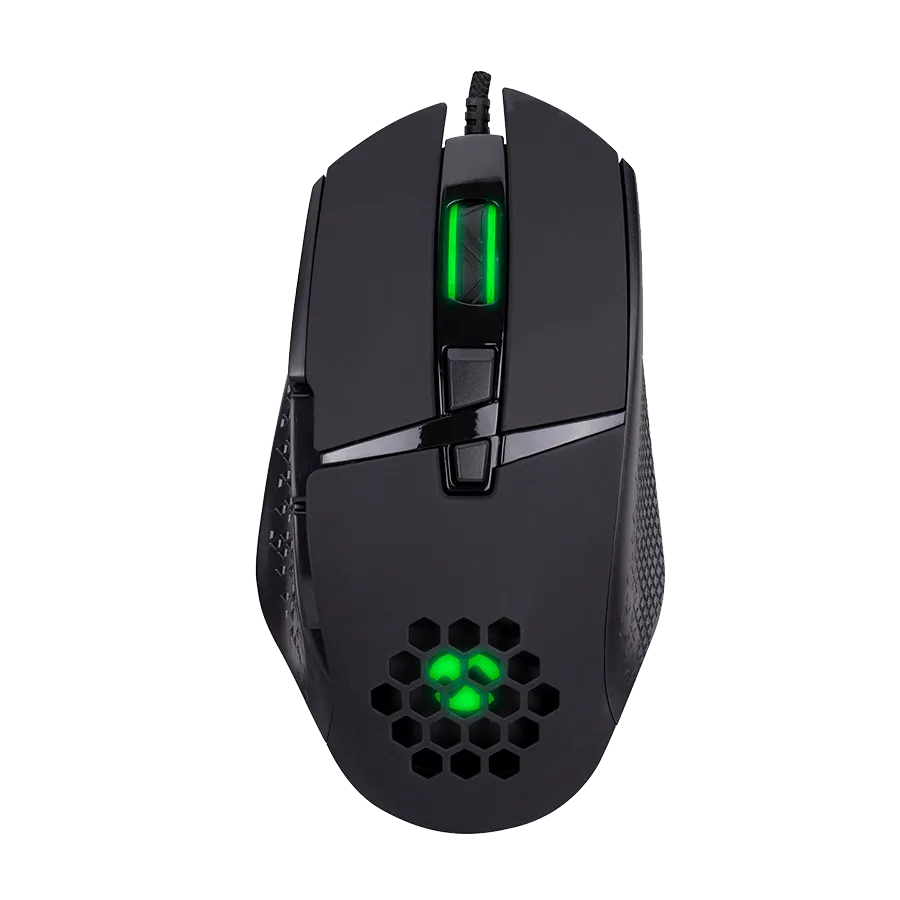 Miš gaming Everest RAGE-X1 Usb Black Led Illuminated 6400dpi 8 Buttons Programable Gaming Mouse with top holes design, Sunplus 192