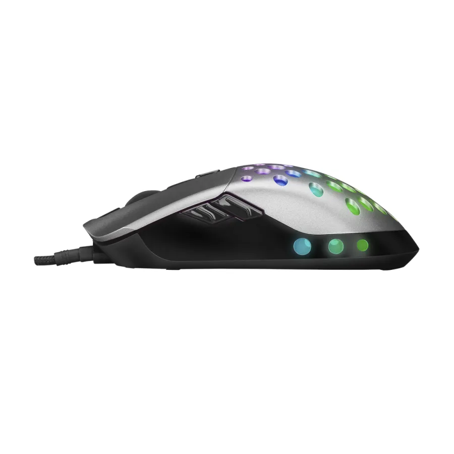 Miš gaming RAMPAGE SMX-R66 ROCKET Ultra Light silver, RGB LED, 12000dpi