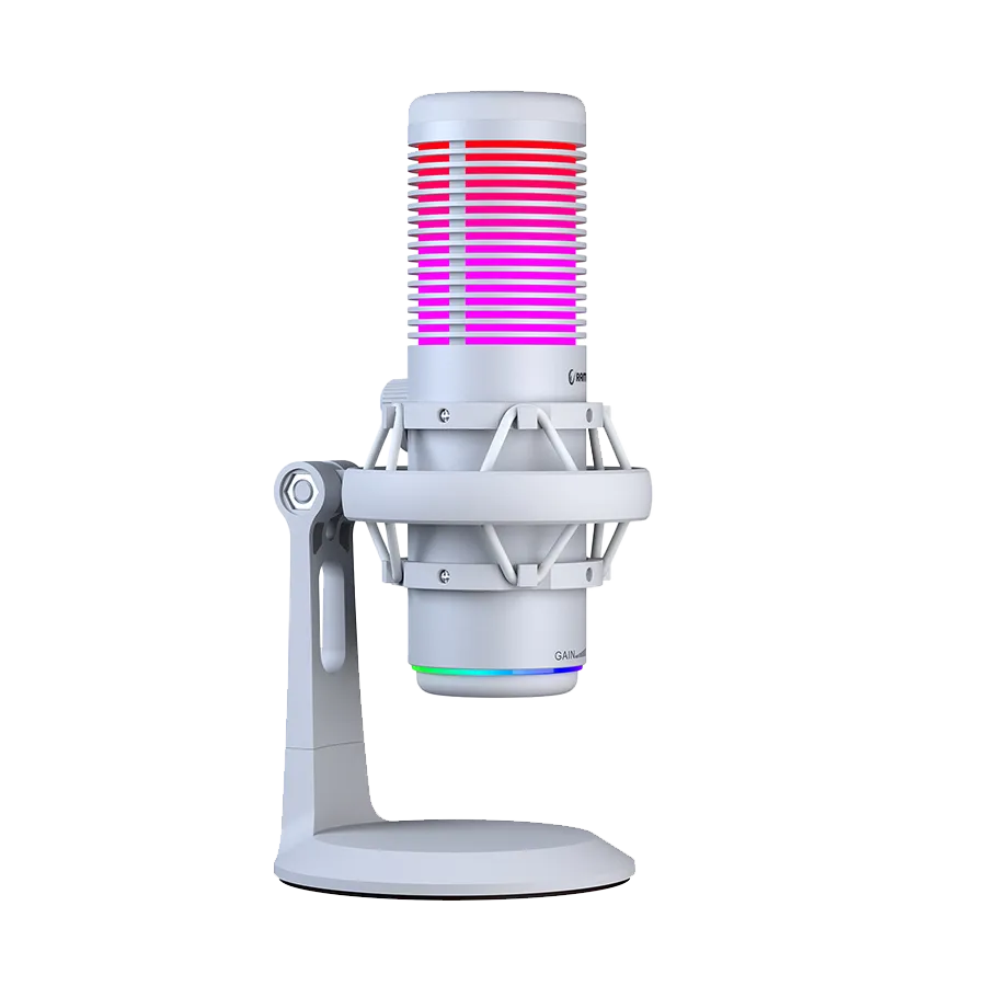 Mikrofon gaming RAMPAGE BEMOL RGB White Microphone with Shock Mount and Pop Filter for Gaming, Streaming, Podcasts, 41148