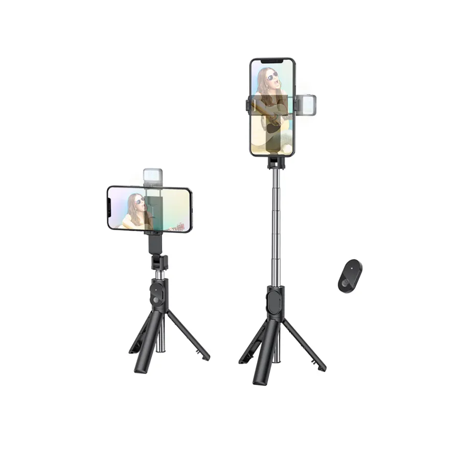 Stativ tripod selfie za mobitel do 6,7″ + daljinski bluetooth BOROFONE BY8 Magic fill light live broadcast black