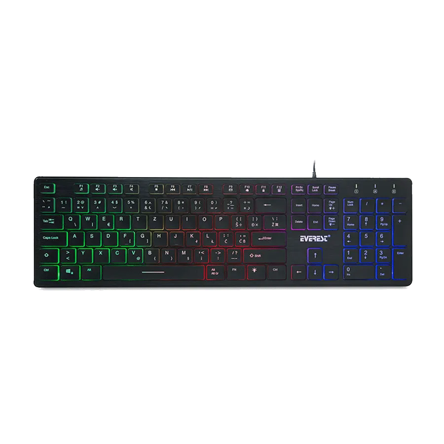 Tastatura Everest KB-840 Black Color Backlit USB, BiH layout