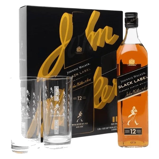 Whiskey Johnnie Walker Black Label, 0,7L+ čaše