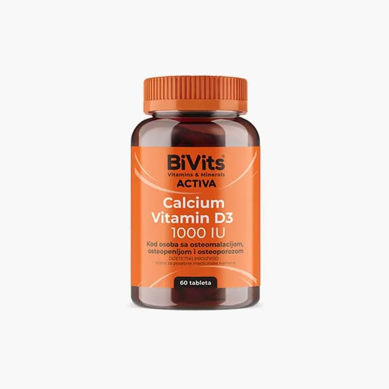 BiVits Calcium Vitamin D3 1000 IU tablete a60