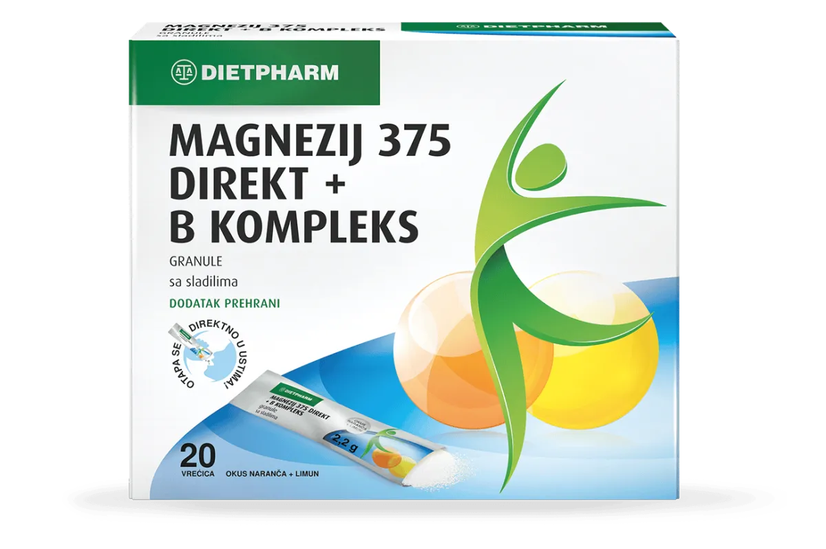 Dietpharm Magnezij 375 Direkt + B kompleks granule