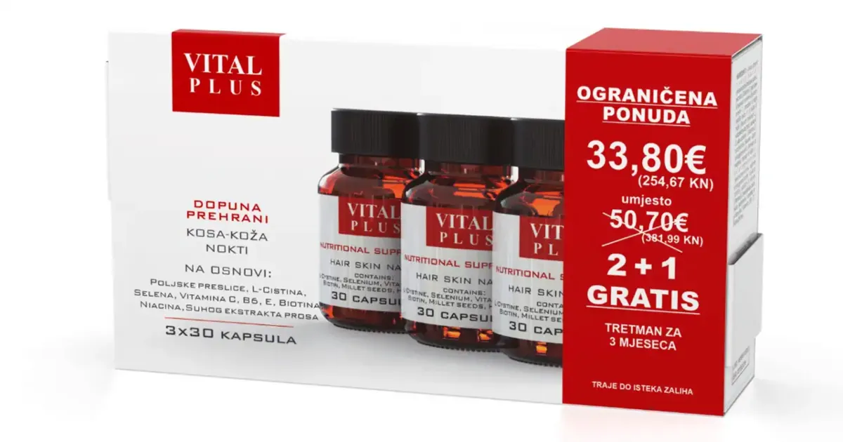 Vital Plus Active Multivitaminski dodatak prehrani kapsule a90 PROMO 2+1 GRATIS