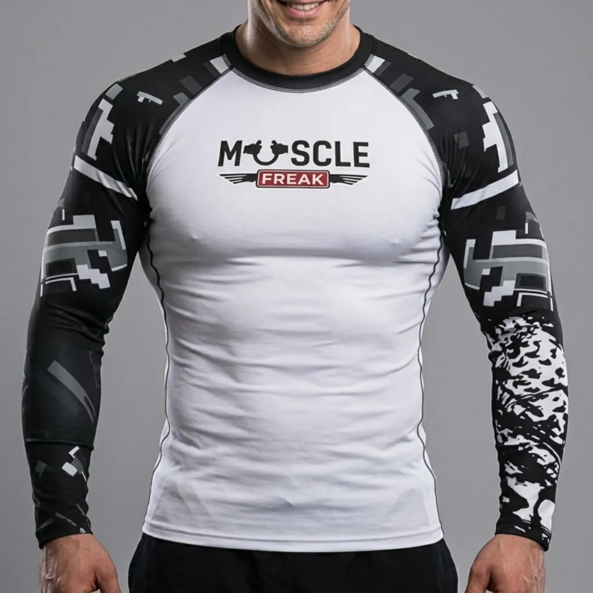 Muscle Freak Rashguard White Military Sleeve