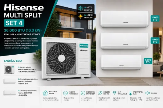 Multi Split Hisense 36.000 BTU | 1 vanjska + 3 unutrašnje jedinice