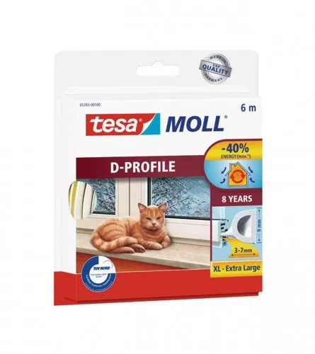 Digtung za prozore TESAMOLL D-profil bijeli 6m