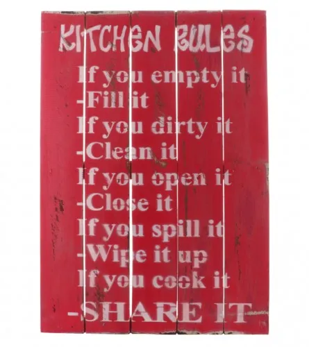 Slika ukrasna drvena 70x50cm KITCHEN RULES