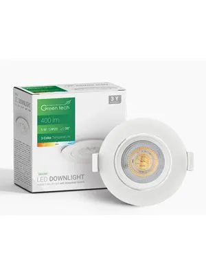 Downlight LED 5W 400LM 3CCT 3000K-4000K-6500K bijeli Green Tech