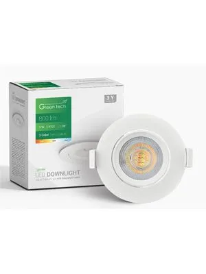 Downlight LED 9W 800LM 3CCT 3000K-4000K-6500K bijeli Green Tech