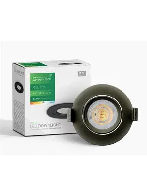 Downlight LED 9W 800LM 3CCT 3000K-4000K-6500K crni Green Tech