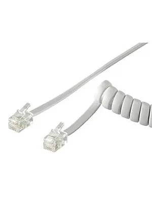 Kabal telefonski spiralni za slušalicu 4/4 4m, bijeli Digitalis