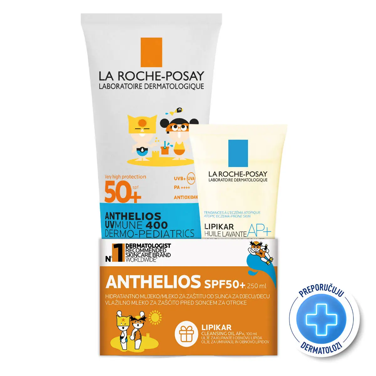LA ROCHE POSAY Anthelios UVMune 400 Dermo-Pediatrics hidratantno mlijeko za djecu SPF50+, 250ml + Lipikar Ulje 100ml PROMO