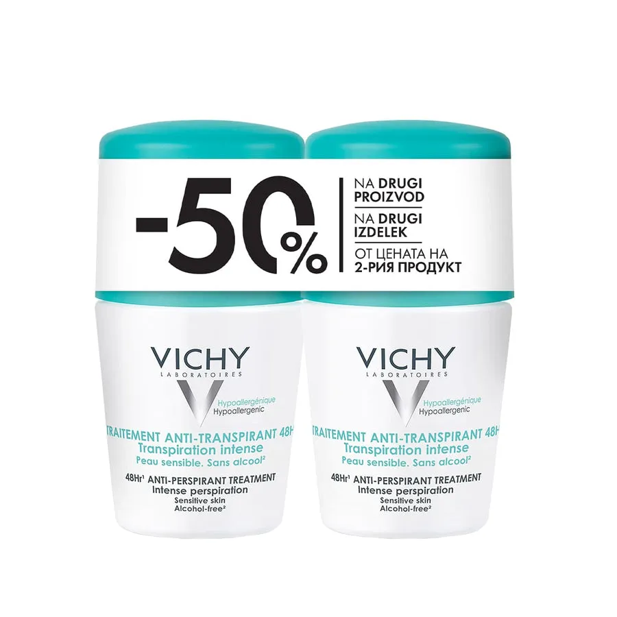 VICHY DÉODORANT Roll-on dezodorans protiv prekomjernog znojenja do 48h 2x50ml (-50% na drugi) PROMO