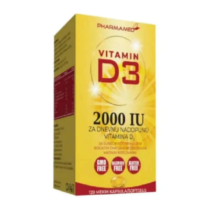 Vitamin D3 2000 IU mekane kapsule a120