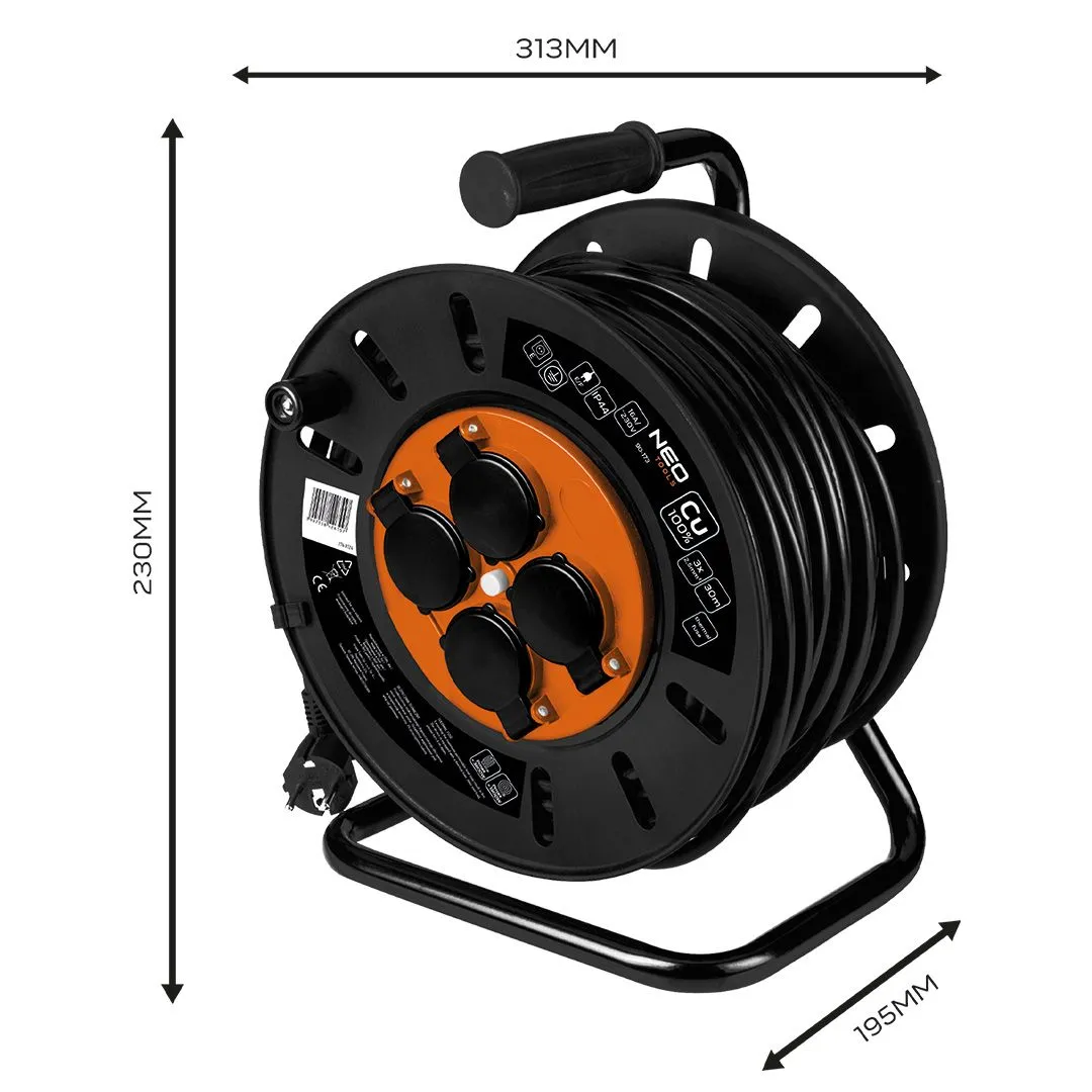 Produžni kabel na kolutu 30m, 3×2.5mm2 90-173