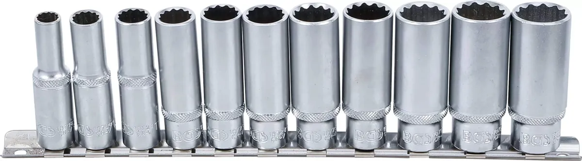 Set dvanaesterokutnih umetaka za utični ključ, duboki | 10 mm (3/8″) | 8 – 19 mm | 11-dijelni