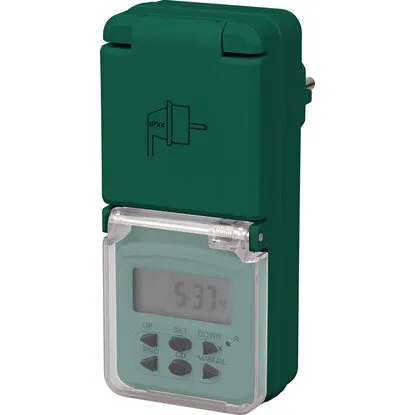 LUX digitalna vremenska utičnica  / timer IP 44 zelena