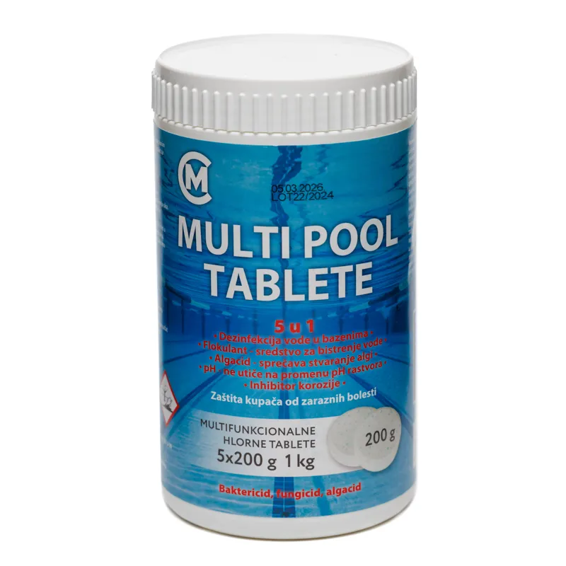 Hlorne tablete za bazene MULTIPOOL 1kg (200g tableta)